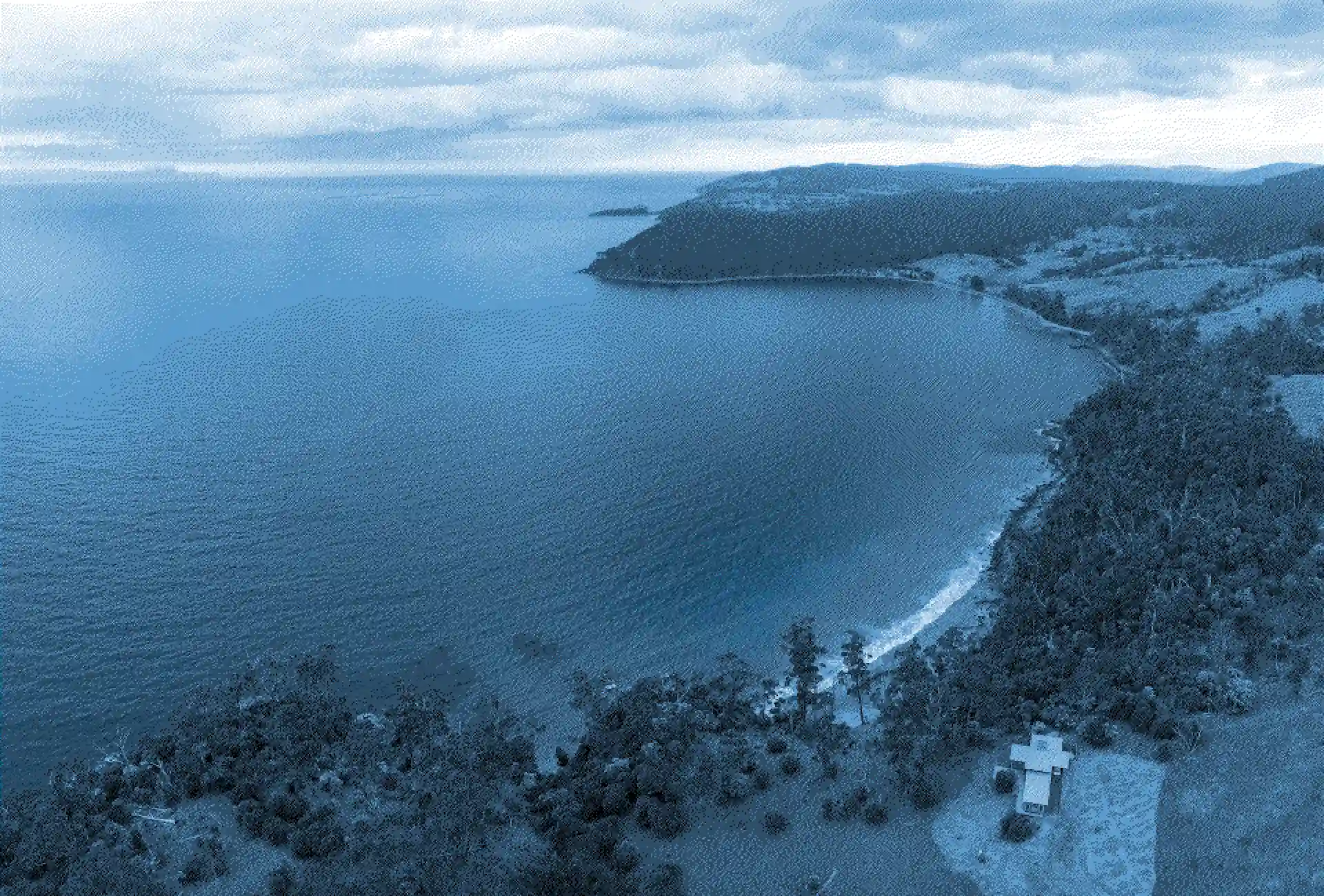 Birds-eye view shot of Brunyshore and Bull Bay.